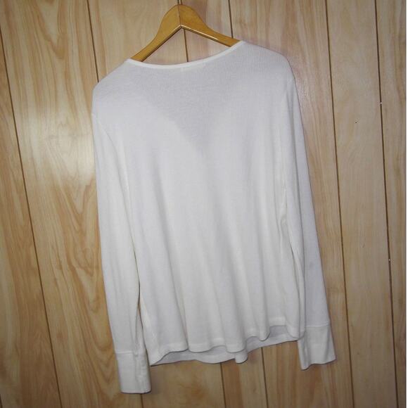 Faded Glory Cream Waffle Pattern V-Neck Long Sleeve XXL (20) - Picture 2 of 5